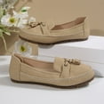 thumbnail image 4 of Viluyesy Loafers for Womens, Soft Sole Shallow Comfort Slip On Fashion Suede Leather Flats Shoes Khaki US6, 4 of 8