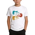 thumbnail image 3 of Kids Vintage Retro Guitar Print T-Shirt Round Neck Short Sleeve Tops (White 9-10 Years), 3 of 3