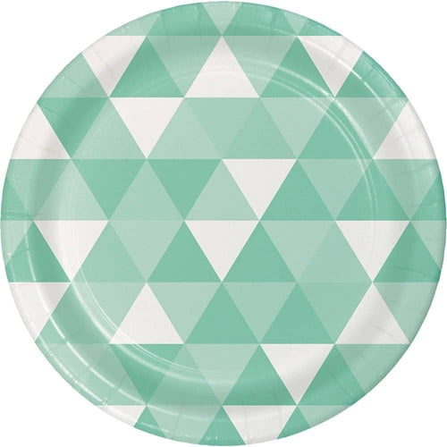 Fresh Mint Fractal Large Paper Plates (8ct)
