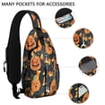 thumbnail image 2 of Sling Backpack,Halloween Pumpkins and Candy Corn Crossbody Bag with Water Bottle Holder,Waterproof Sling Bag for Men/Women with Chest Phone Holder for Hiking,Travel, 2 of 6