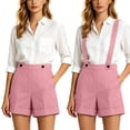 thumbnail image 2 of Tqcoqu Womens Casual Shoulder Strap Jumpsuit Shorts With Elastic Waistband and Detachable Jumpsuit Shorts,Pink-S Women's S-XXXL, 2 of 9