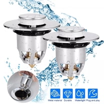 Sink Drain Plug Set, 2 Pack Universal Stopper and Strainer for Bathroom or Kitchen, Hair Catcher with Stainless Steel Filter, Easy Install for Bathtub, Vanity Basin, and Utility Sink