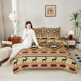 thumbnail image 4 of Feelyou Retro Hippie Aztec Full Size Comforter Sets for Men, Burly Wood Stripe Triangle Bedding Comforter Set, Wildlife Deer Moose Reversible Bedding Sets, Super Cozy Room Decor, 3-Piece, 4 of 8