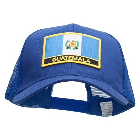 Guatemala Flag Patched Big Size Solid Cotton Twill High Profile Mesh Pro Style Cap - Royal XL-3XL