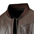 thumbnail image 5 of DPTALR Men's Loose Windproof Hooded Leather Jacket Classic Solid Color Long Sleeve Retro Style,Brown, XXL, 5 of 5