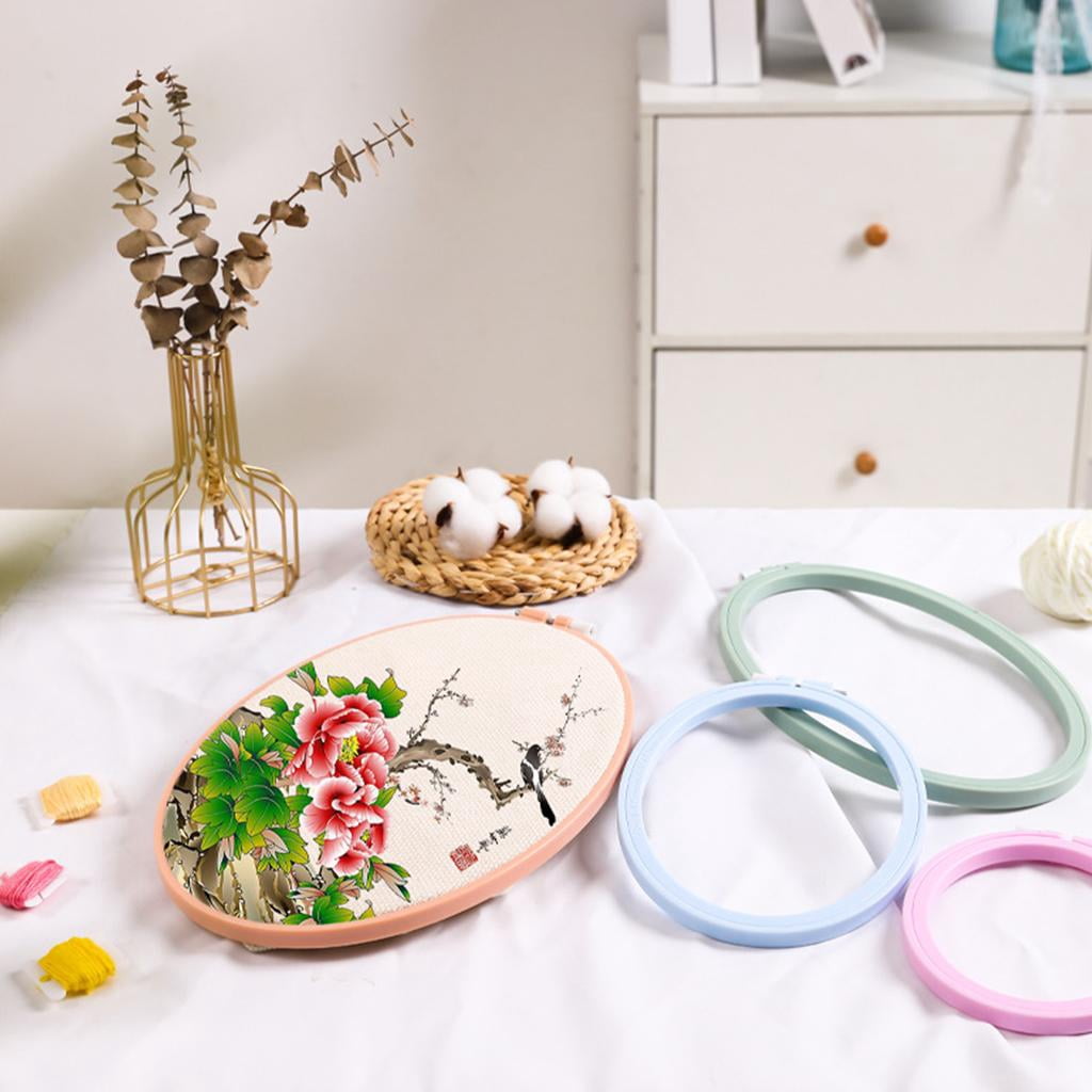 Yunhgft 5Sizes Plastic Embroidery Hoops Handmade Assorted Ring Holder Oval Cross Stitch Frame