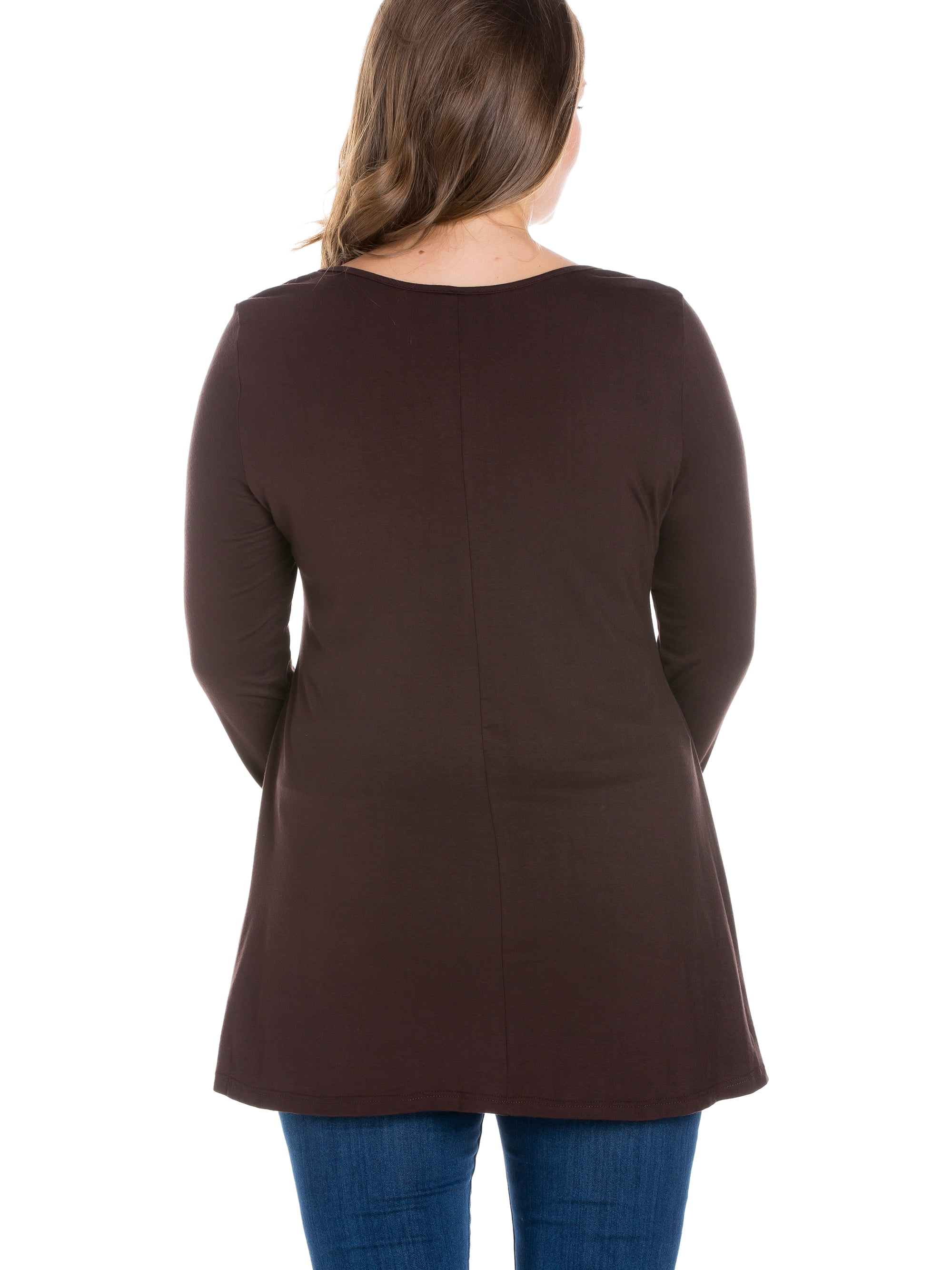 24seven Comfort Apparel Long Sleeve Swing Plus Size Tunic Top