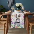 thumbnail image 2 of Easter Bunny Table Runner - 120 Inch Long, Kitchen Dining Table Runner Dresser Scarves, Spring Watercolor Eggs Country Flower Leaf Farmhouse Decor for Coffee Tables Wedding Party Banquet, 2 of 8