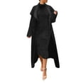 thumbnail image 2 of CHWGFWL Autumn and Winter Dress Jacket Two Piece Loose Belt Long Cardigan Suit(Black,L), 2 of 7