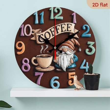 A 10-inch 2D flat Spirits Coffee themed wooden circular wall clock, suitable for decoration in bedrooms, living rooms and offices. It is an ideal gift for Christmas and New Year.