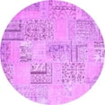 thumbnail image 1 of Ahgly Company Indoor Round Patchwork Purple Transitional Area Rugs, 8' Round, 1 of 4