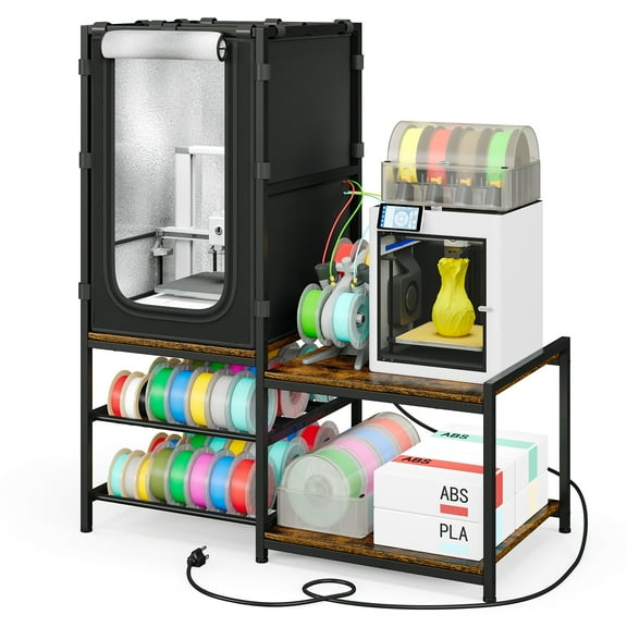 3D Printer Stand with Cover and Charging Station  & Filament Accessory Storage Shelf Rack