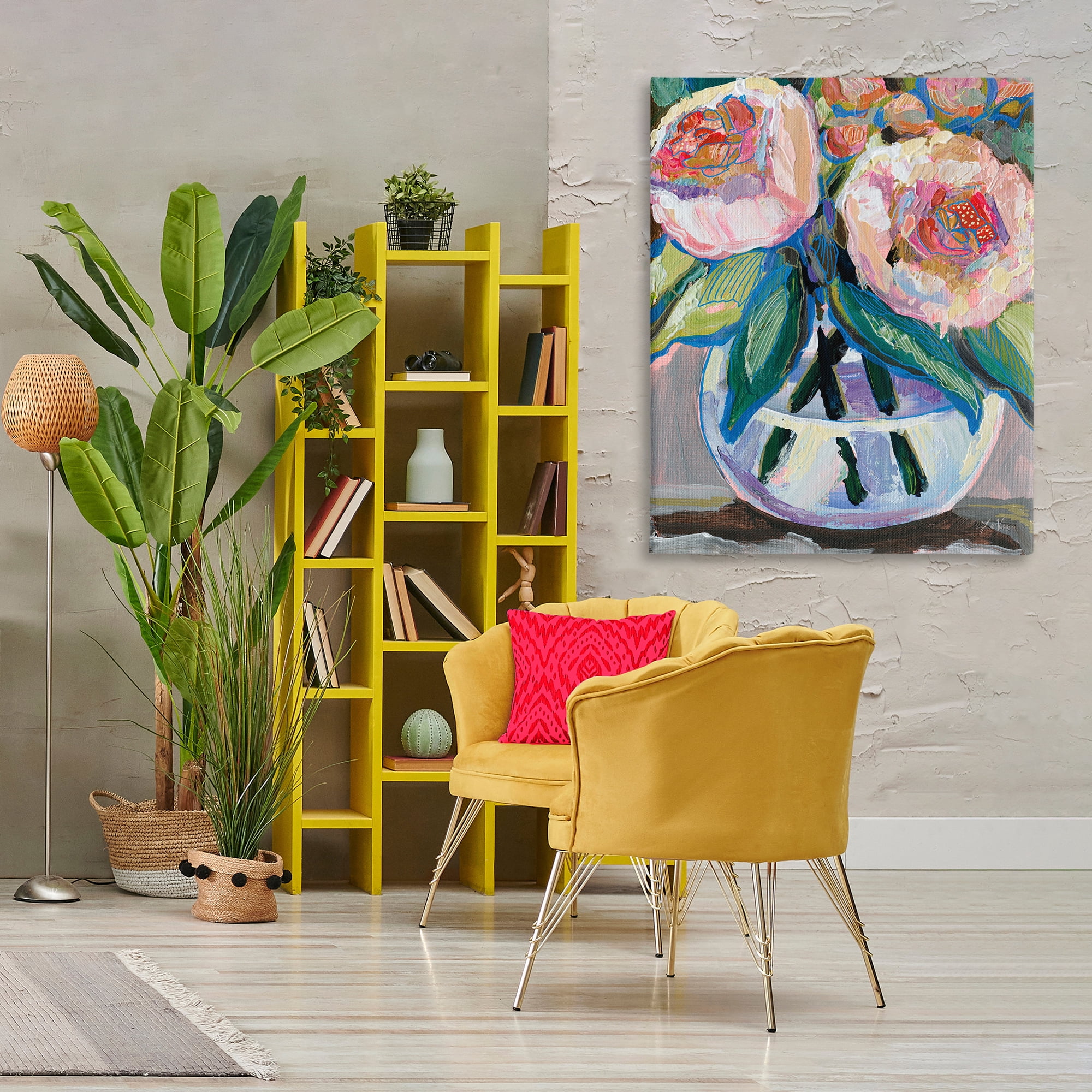 Stupell Industries Gifted Pink Peonies Plants & Flowers Painting Wrapped Canvas Art Print Wall Art, 36 x 48