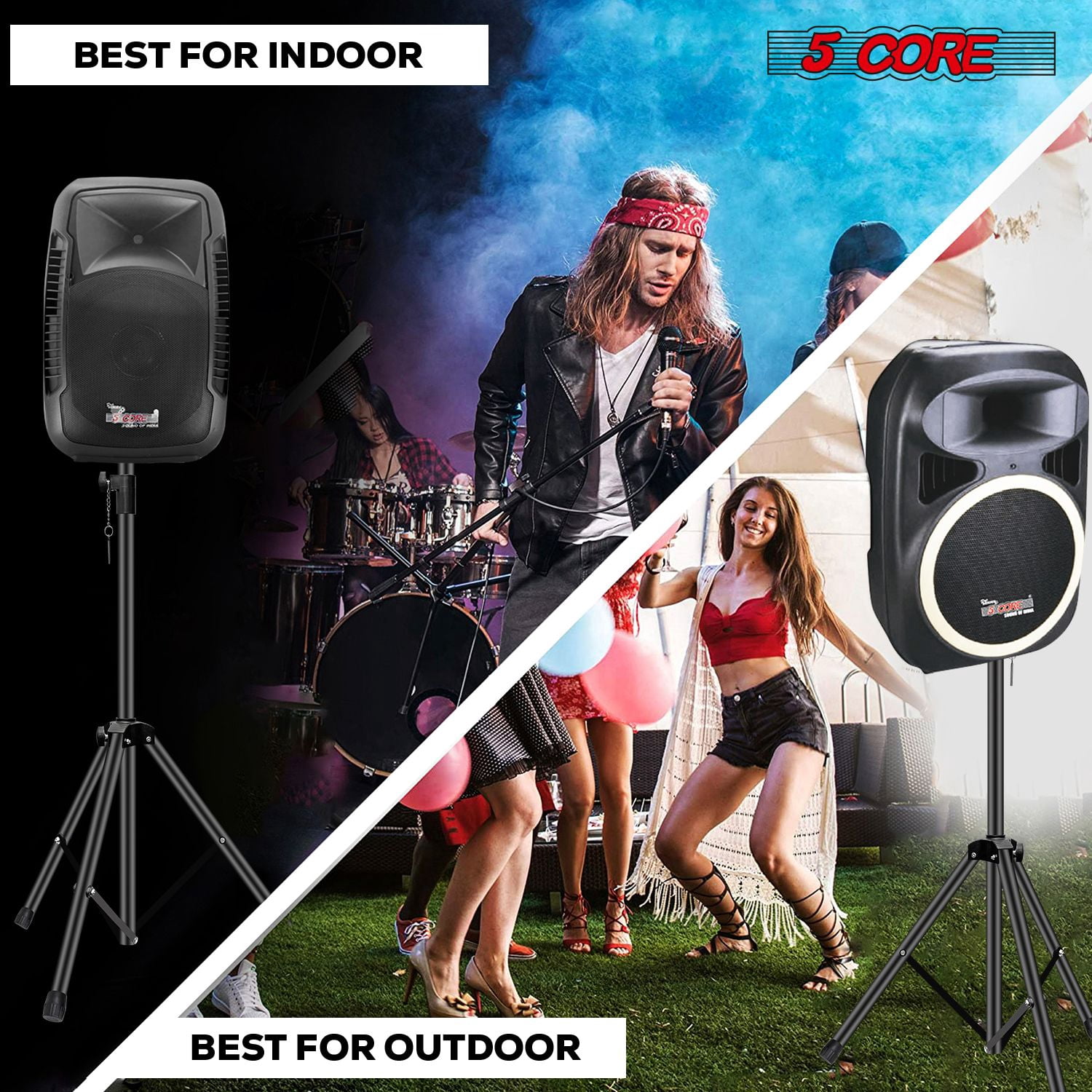Speaker Stand Height Adjustable PA DJ Tripod Studio Monitor Stands w 35mm Compatible Insert - SS ECO 1PK BLK WoB