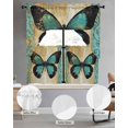 thumbnail image 2 of Teal Retro Butterfly Swag Kitchen Curtains Sets for Windows 24 Inch Length, Summer Butterflies Vintage Short Window Curtain Panels Swags Valances and Tiers 3 Piece Set for Cafe/Dining Room, 2 of 5