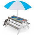 thumbnail image 3 of Wooden Kids Picnic Table, Sand and Water Table with Umbrella, Activity Table for Outdoor Backyard Patio Play, 3 of 15
