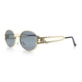 thumbnail image 6 of 90s Retro Luxury Bicycle Chain Metal Jewel Arm Oval Round Sunglasses Light Gold - Black, 6 of 8