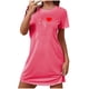 thumbnail image 2 of Camisón corto de San Valentín para mujer, talla grande, estampado en el pecho, cuello redondo, manga corta, 2 of 3