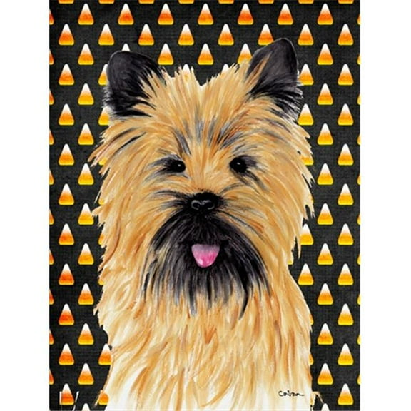 11 x 15 in. Cairn Terrier Candy Corn Halloween Portrait Garden Size Flag