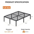 thumbnail image 3 of Ledrem Heavy Duty Full Bed Frame, 18" Tall Platform Bed, 1100 lb Capacity, No Box Spring Needed, Under-Bed Storage, Easy Assembly, Mattress Retainers, Matte Black, 3 of 9
