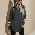 thumbnail image 2 of Sudadera con capucha holgada informal con dobladillo irregular y cuello en V, blusa de manga larga con capucha gris XL para mujer, 2 of 8