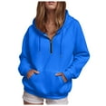 thumbnail image 3 of adviicd Women's Oversized Hoodies Casual Long Sleeve V Neck Half Zip Up Sweatshirts 2025 Trendy Spring Outfits Fall Blue, L, 3 of 6