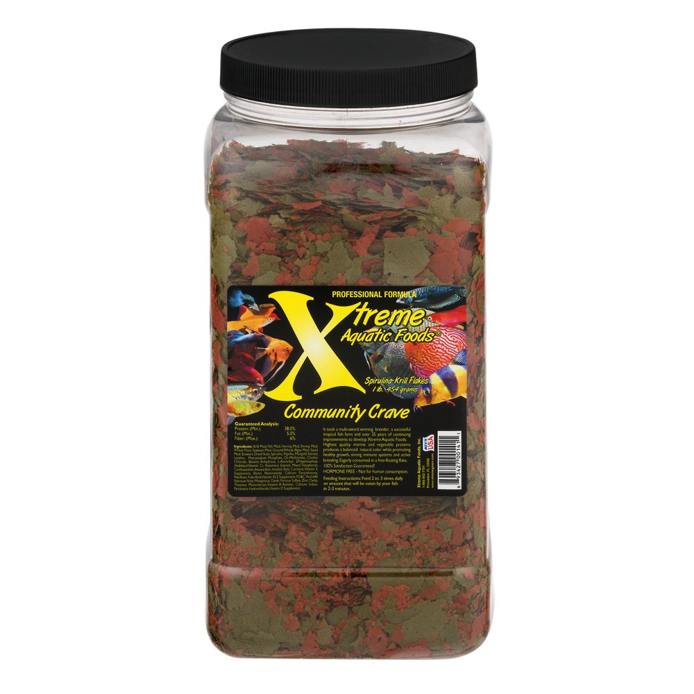 Xtreme Aquatic Community Crave Krill/Spirulina Flake Fish Food, 16 oz