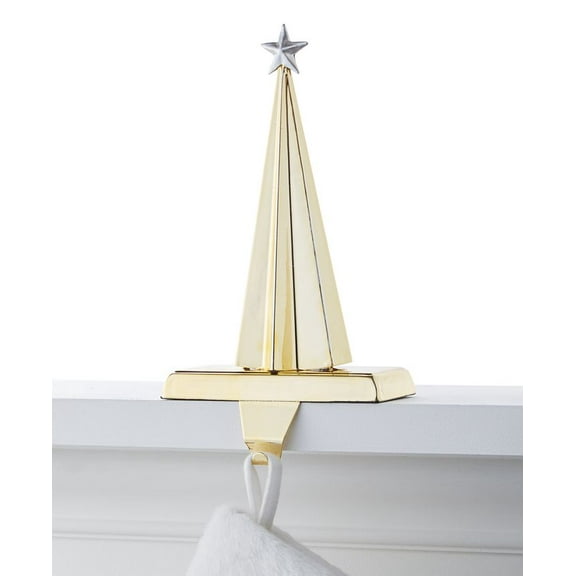 Holiday Lane Shine Bright Gold-Tone Tree Stocking Holder,9.5¨H