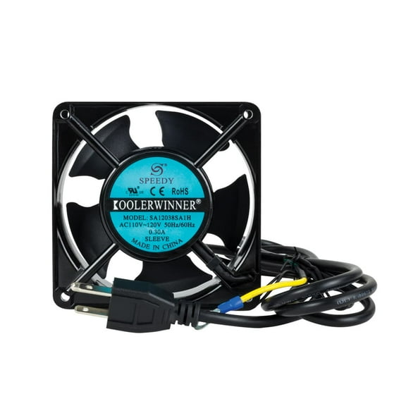RackSolutions 120mm Fan with 110 Volt Cable and Integrated Grounding Wire - Aluminum, Low Noise, 51 CFM Airflow for Wall Mount Racks