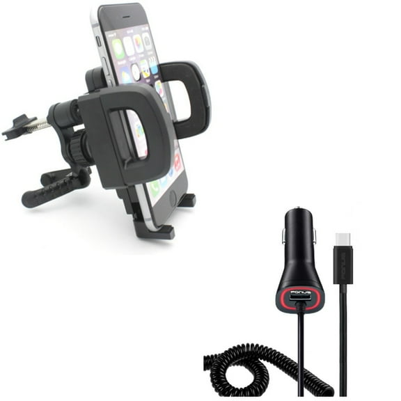 Holder Air Vent Car Mount w Power Type-C Quick Charger Y3W for Blackberry Key2, KEYone, LE - BLU G9, Vivo XI Plus 5 - CAT S61 S48c - Coolpad Legacy - Essential Phone (PH-1) - Google Pixel XL
