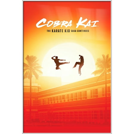 Cobra Kai - Framed TV Poster (Sunset Showdown - Crane - Regular) (Size: 25" x 37") (Shiny White Aluminum Frame)