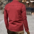 thumbnail image 4 of dmqupv Big And Tall Shirt And Casual Color Solid Linen Stand-Up Collar Long-Sleeved Mens Large Long Sleeve T Shirts Red X-Large, 4 of 5