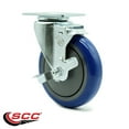 thumbnail image 2 of 5 Inch Blue Polyurethane Wheel Swivel Top Plate Caster with Brake Service Caster, 2 of 2