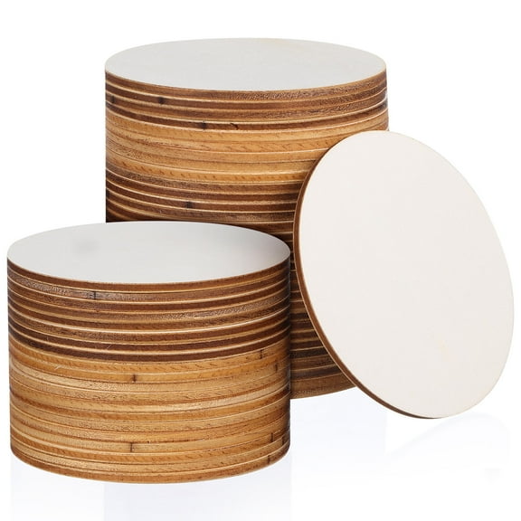 Raindrops 50 Pcs Decorative Wood Chips Blank Round Discs Rounds for Crafts Circular Beige