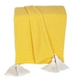 thumbnail image 2 of 50" X 60" Yellow Woven Cotton Throw Blanket with Tassels, 2 of 6