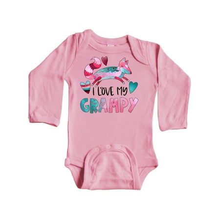 

Inktastic I Love My Grampy Pink and Blue Fox with Hearts Gift Baby Boy or Baby Girl Long Sleeve Bodysuit