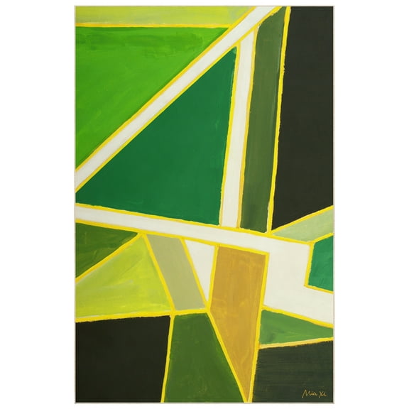 Green Graphics Washable Geometric Art Area Rug size 5'x8'
