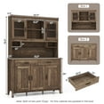 thumbnail image 3 of Costway Kitchen Pantry Cabinet with Microwave Countertop Double Glass Doors 2 Drawers, 3 of 10