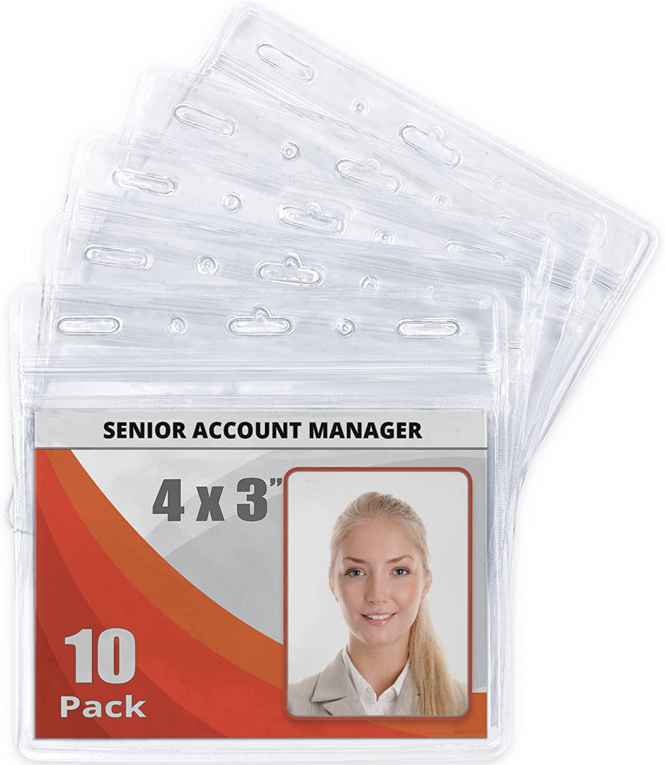 Vertical Style Clear Plastic Badge Holder 100 Pack Resealable Waterproof MIFFLIN ID Card Holder 