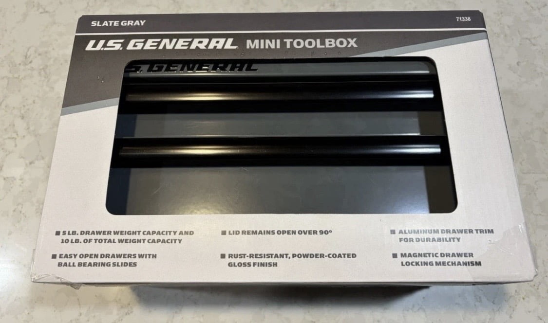 U.S. GENERAL Mini Steel Toolbox, Slate Gray