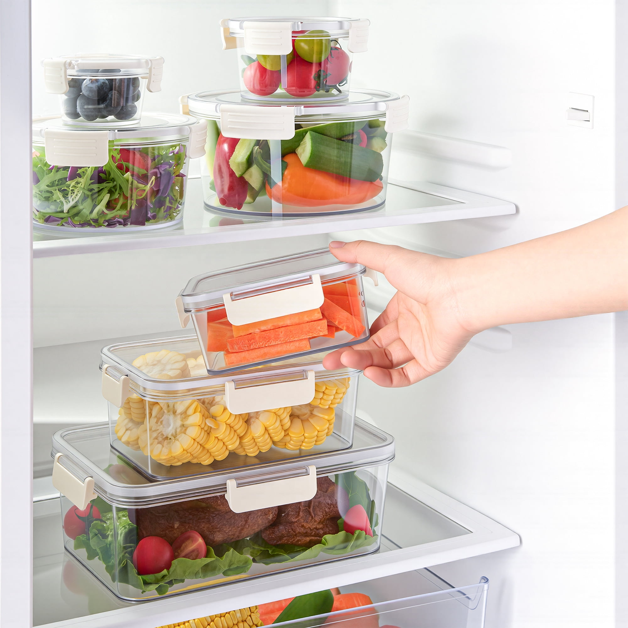 Sorbus 7-Pack Assorted Round & Rectangular Food Storage Containers, Airtight Lids, BPA-Free Plastic