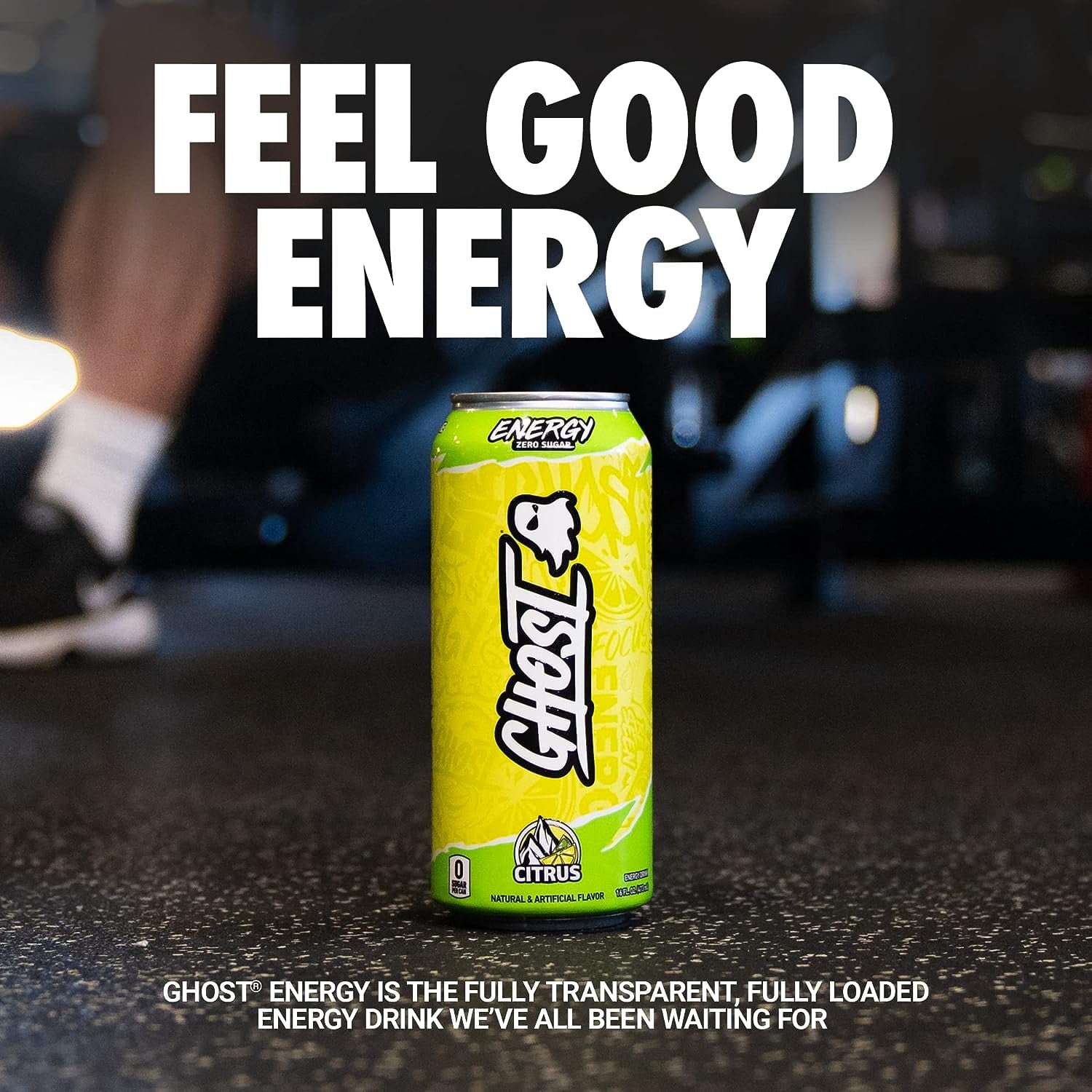 GHOST Zero Sugar Energy Drink, Citrus, 16 oz Can, 12 Pk