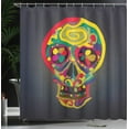 thumbnail image 4 of Ambesonne Skull Shower Curtain, Colorful Skeletons Flowers, 69"Wx75"L, Multicolor, 4 of 5