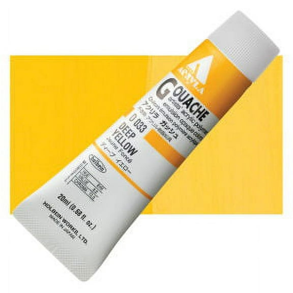 Holbein Acrylic Gouache Artists Acrylic Polymer Emulsion Paint, 20ml Deep Yellow