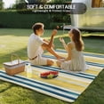 thumbnail image 4 of Blue Yellow Striped Outdoor Rug 4x6 Ft - Reversible Patio Rug Outdoor Camping Rugs, Watercolor Modern Stripes Art Washable Indoor Outdoor Area Rugs, Non-Slip Outdoor Carpet Runner for Deck/Porch, 4 of 8