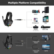 ONIKUMA Gaming Headset for Xbox One, PS4, PC - Surround Sound, Noise Reduction Game Earphone with Mic - Easy Volume Control - 3.5MM Jack for Smart Phone, Laptops, Computer (Blue)