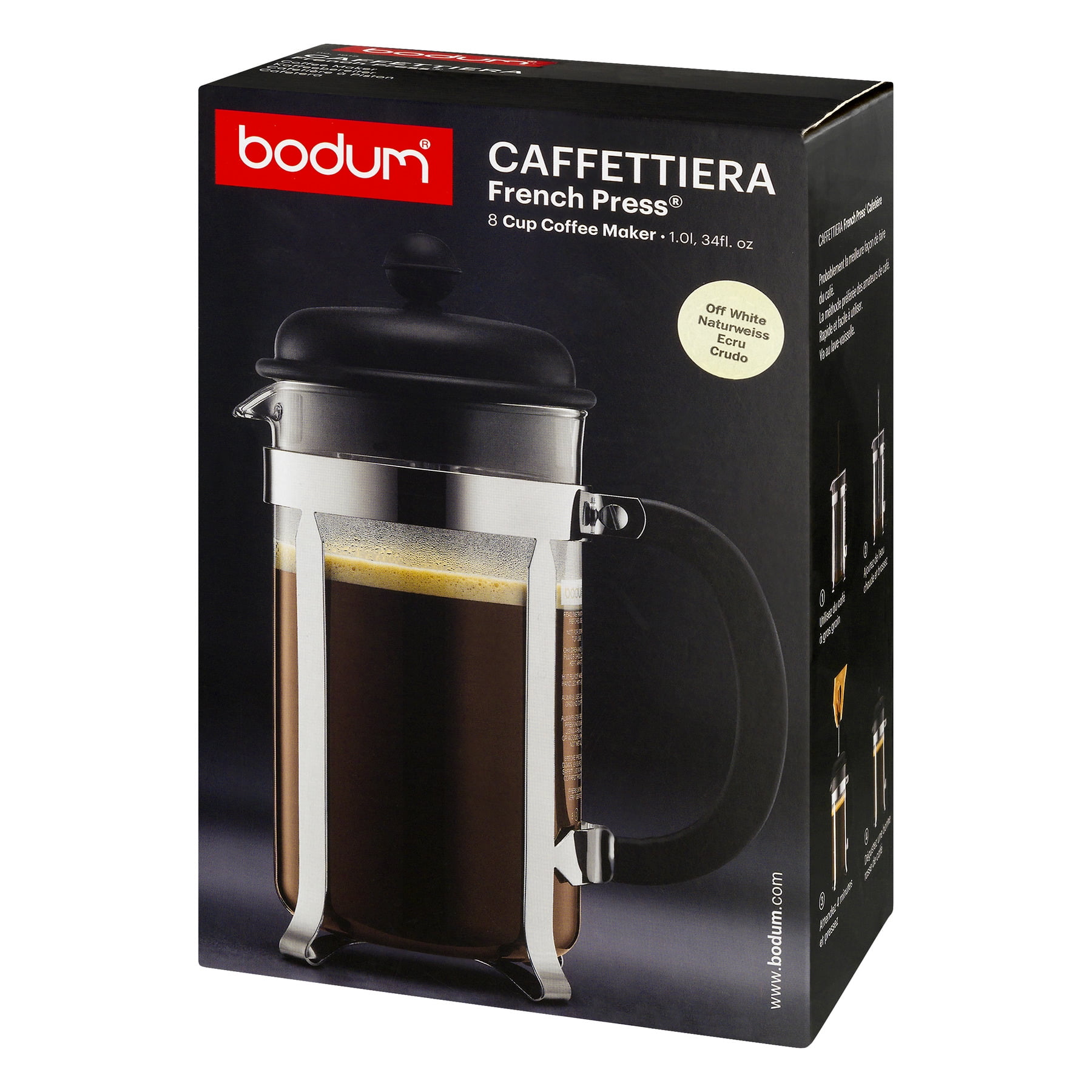 Bodum Caffettiera French Press Coffee Maker, 8 Cup, 1.0 L, 34 oz Black