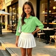thumbnail image 5 of Kids' 3/4 Sleeve Polo Shirt Cotton Solid Button Front T-Shirt Weekend Style Side Slits, 5 of 5