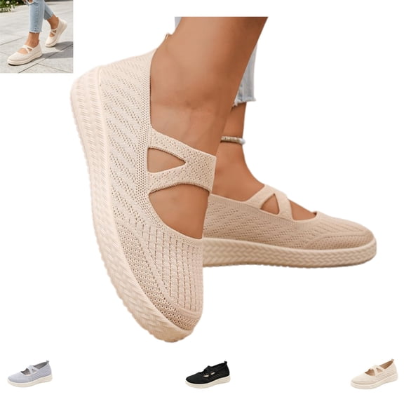 YOUYEDIAN Loafers for Women Fashion Cross Strap Design Breathable Mesh Comfy Flats Versatile Platform Slip On Casual Walking Shoes