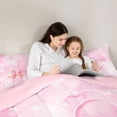 thumbnail image 4 of Manfei Cartoon Letter C Twin Comforter Sets,Kawaii Bowtie Bedding Set,Pink,Pink Reversible,2-Piece,1 Comforter and 1 Pillowcase, 4 of 7